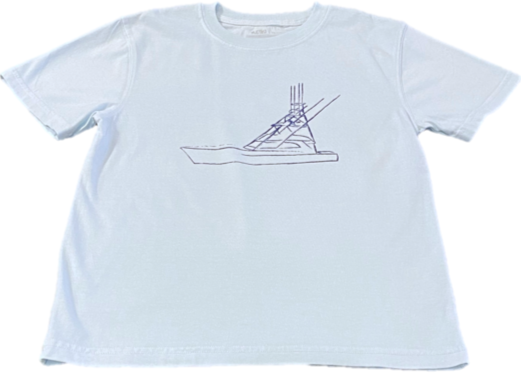 Short Sleeve Light Blue Sport Fishing Boat T-Shirt