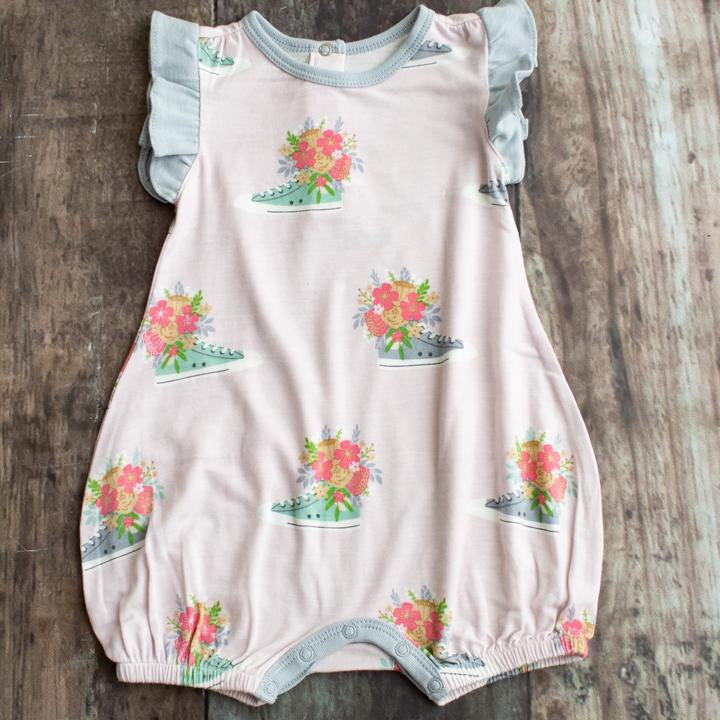 Floral Sneakers Flutter Romper